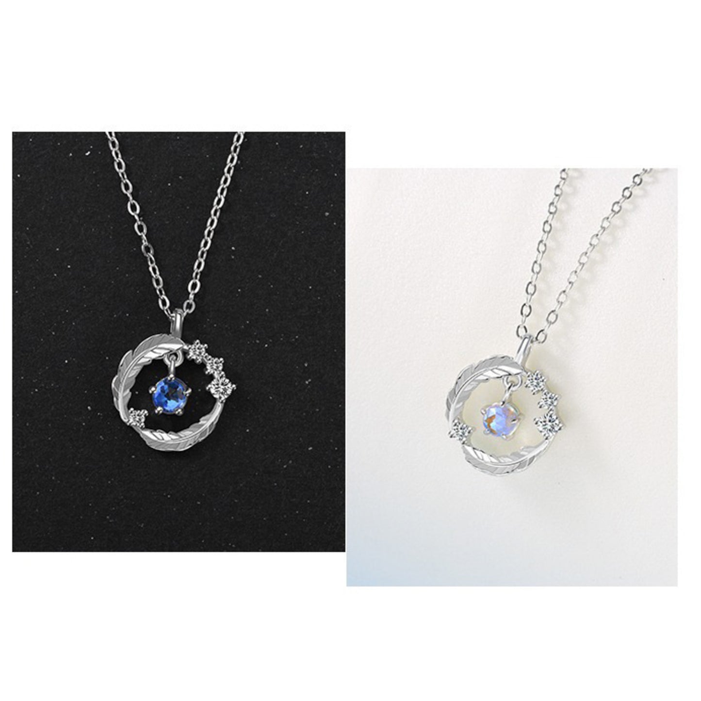 Iced Feather Loop Necklace