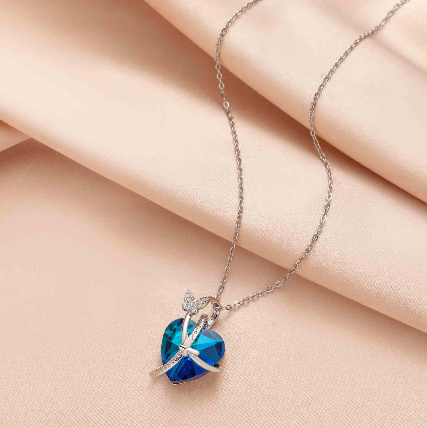 Tangled in Blue- Heart Necklace