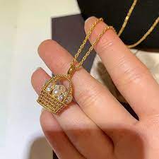 Vintage Pearl Basket Necklace