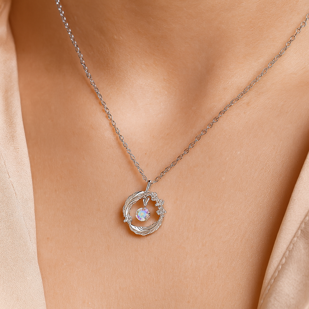 Iced Feather Loop Necklace