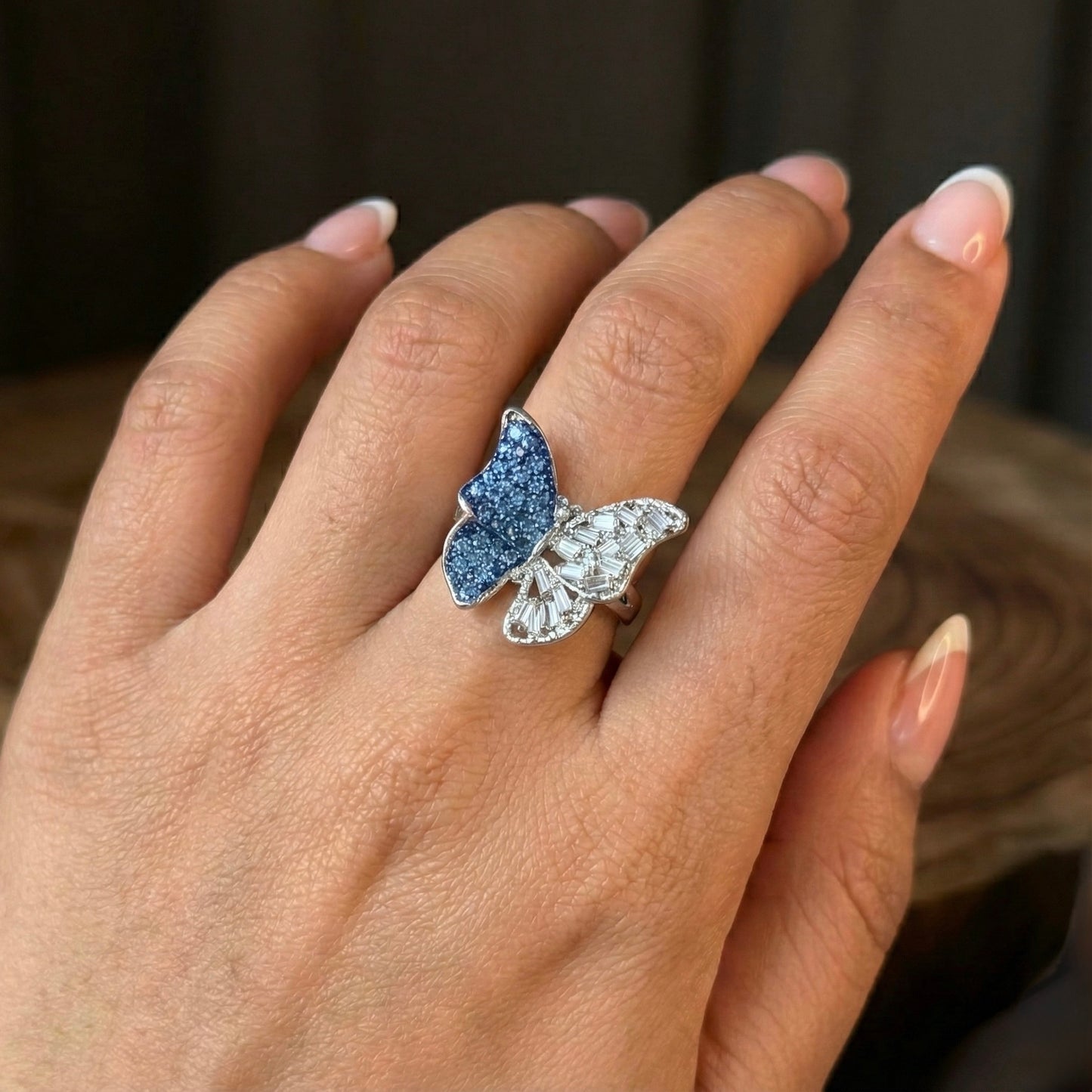 Blue Dusk Butterfly Ring