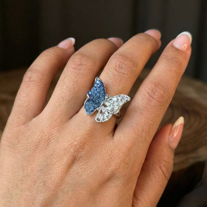 Blue Dusk Butterfly Ring
