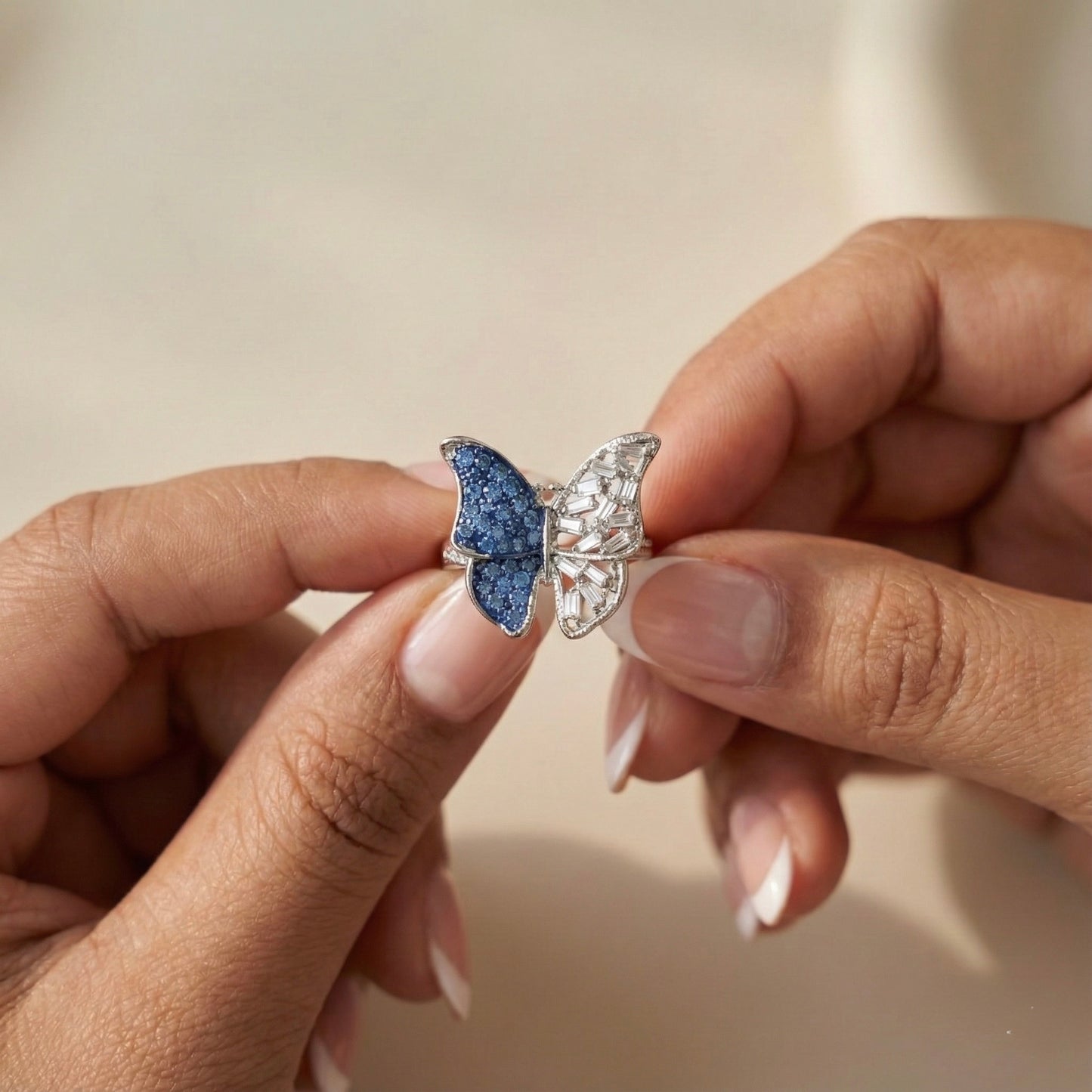 Blue Dusk Butterfly Ring