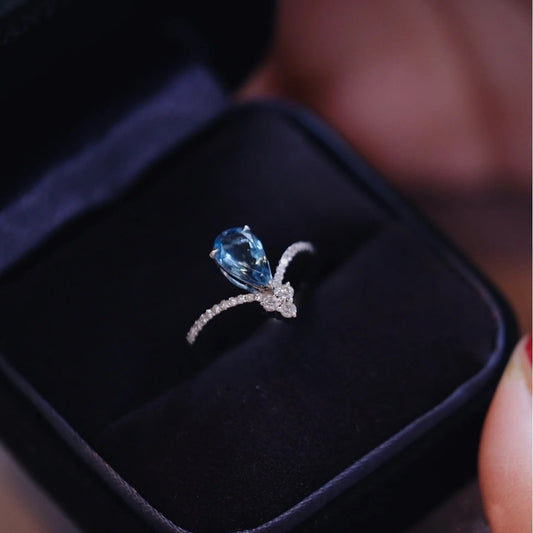 Blue Mirage teardrop ring