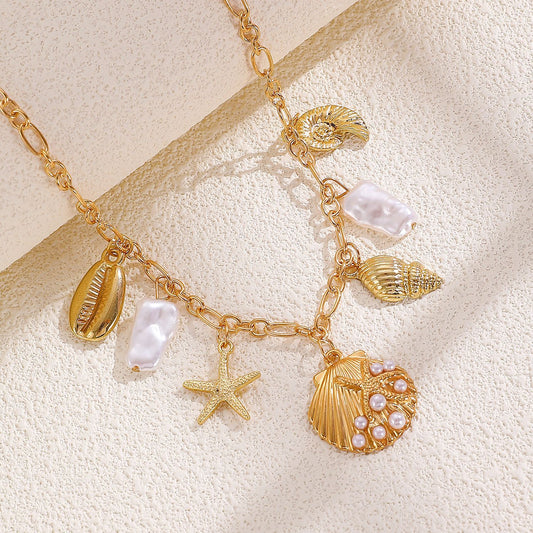 Golden Shell Treasure Necklace