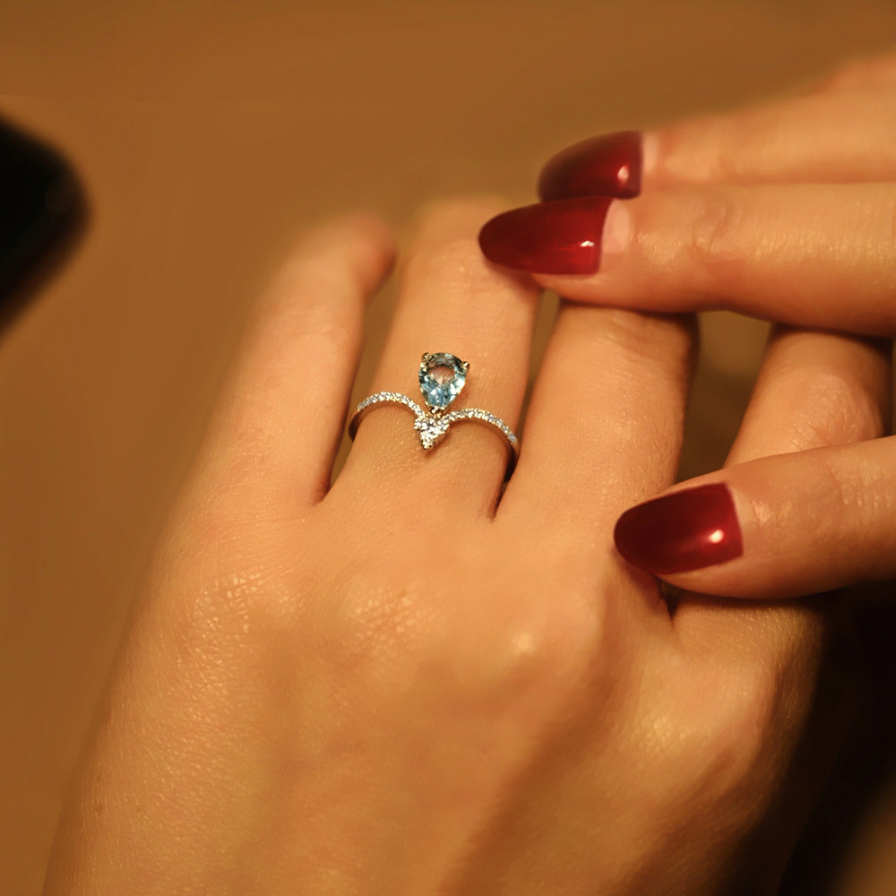 Blue Mirage teardrop ring