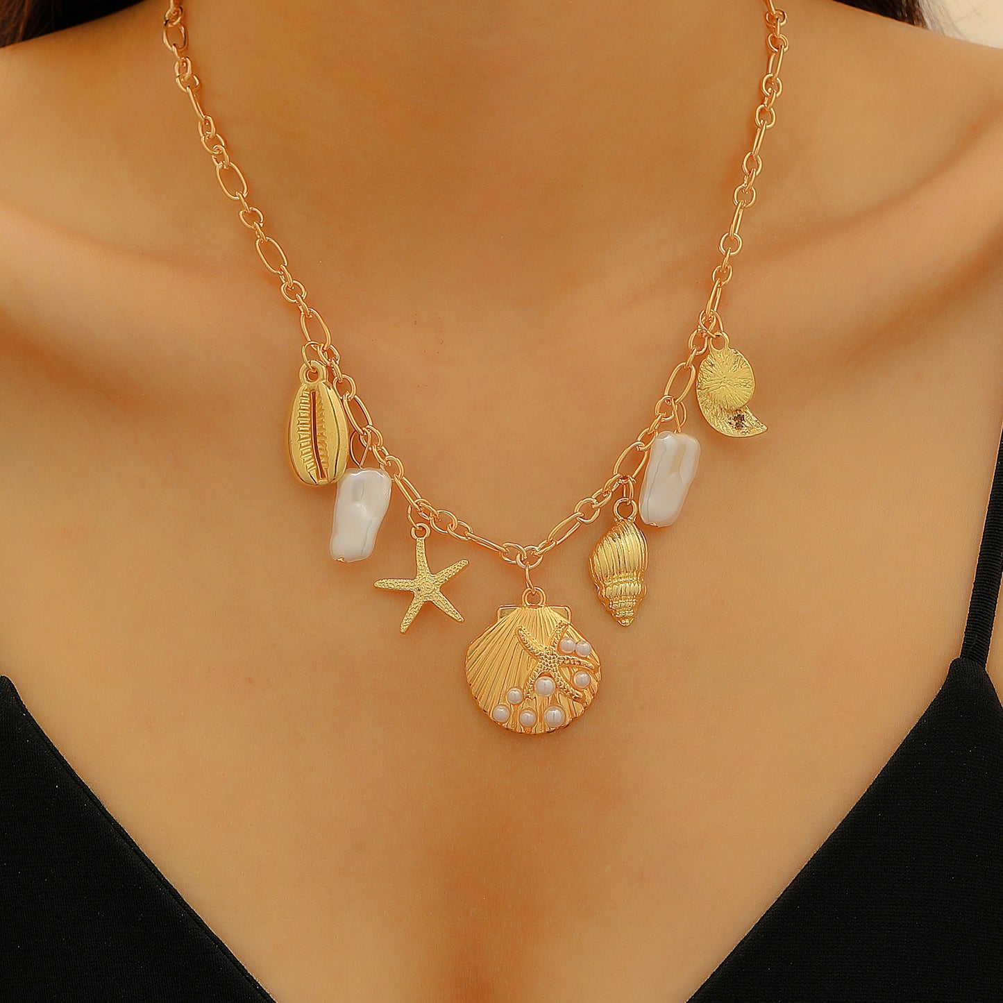 Golden Shell Treasure Necklace