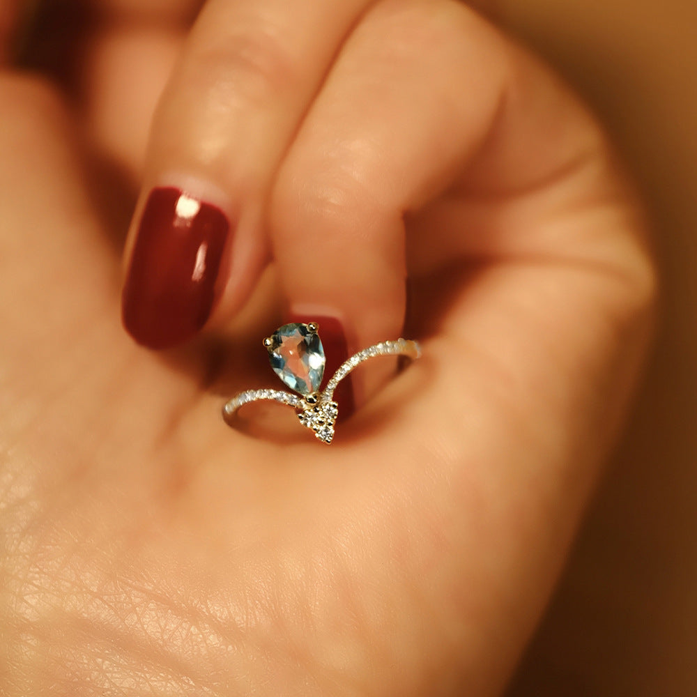 Blue Mirage teardrop ring