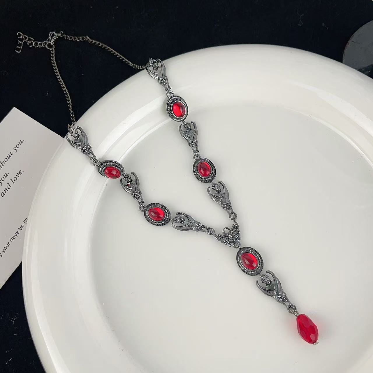 Noir Flame Drop Necklace