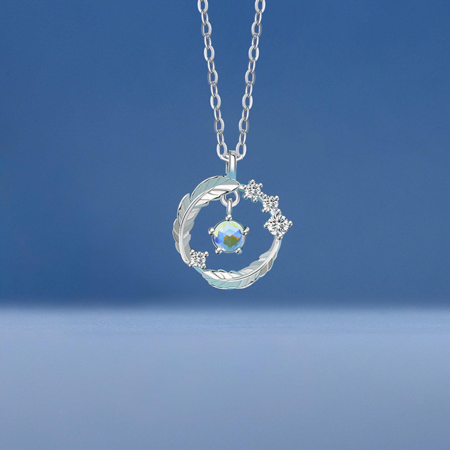 Iced Feather Loop Necklace