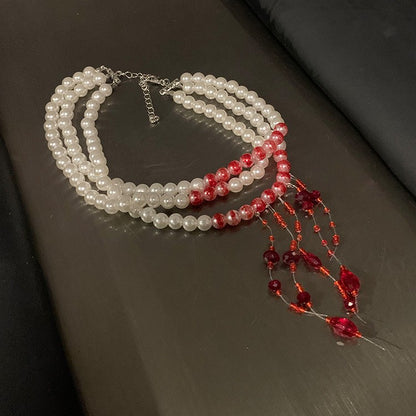 Blooddrop Pearl Choker