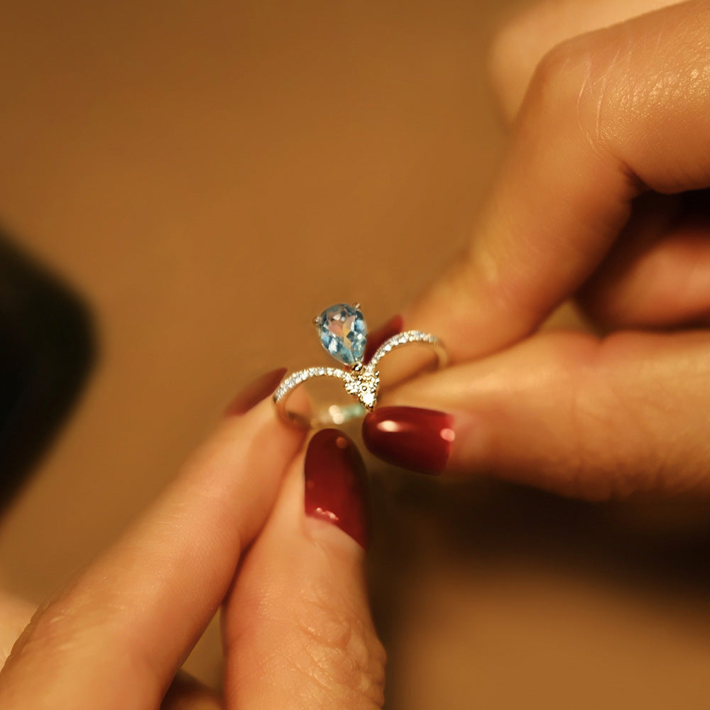 Blue Mirage teardrop ring
