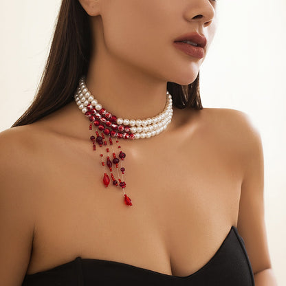 Blooddrop Pearl Choker