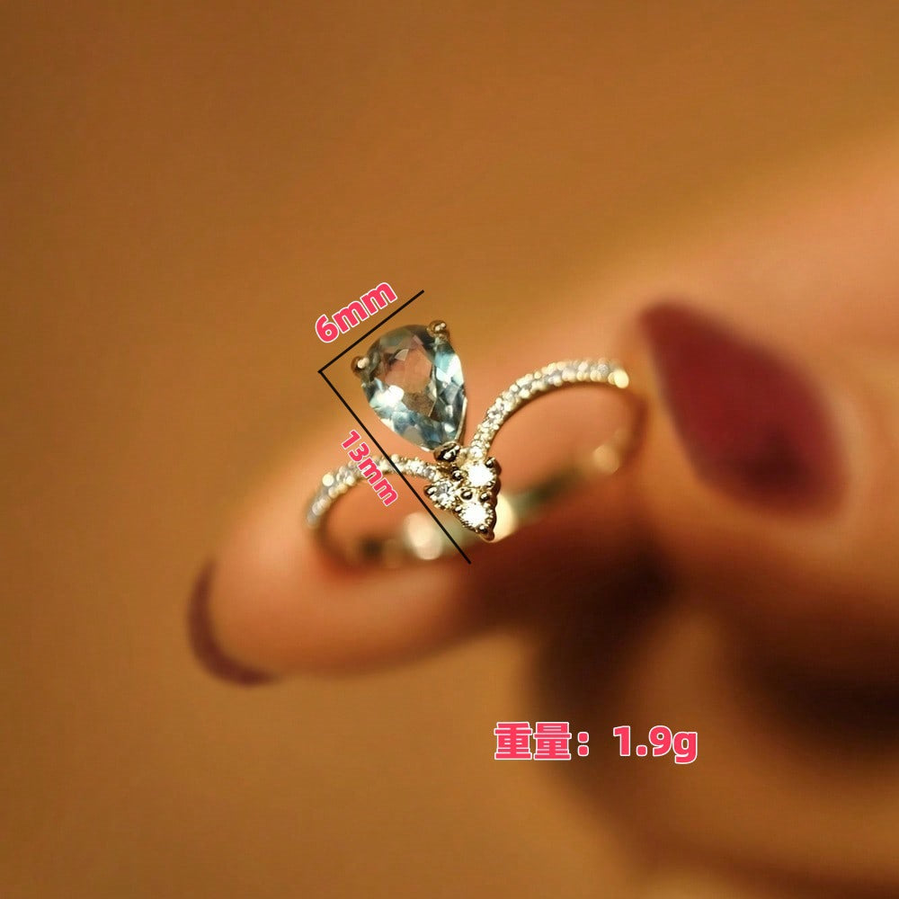 Blue Mirage teardrop ring