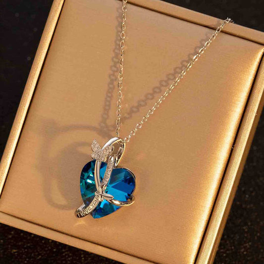 Tangled in Blue- Heart Necklace