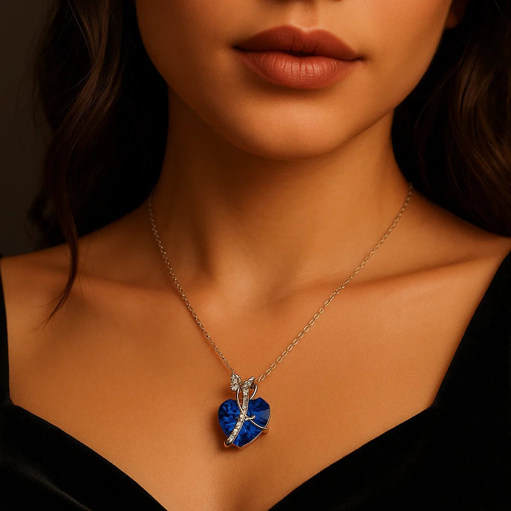 Tangled in Blue- Heart Necklace