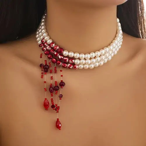 Blooddrop Pearl Choker