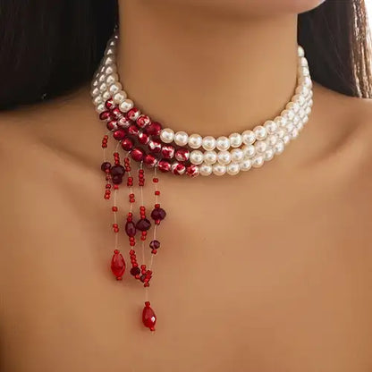 Blooddrop Pearl Choker