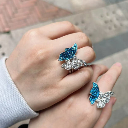 Blue Dusk Butterfly Ring