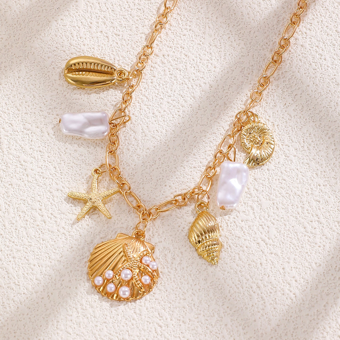 Golden Shell Treasure Necklace