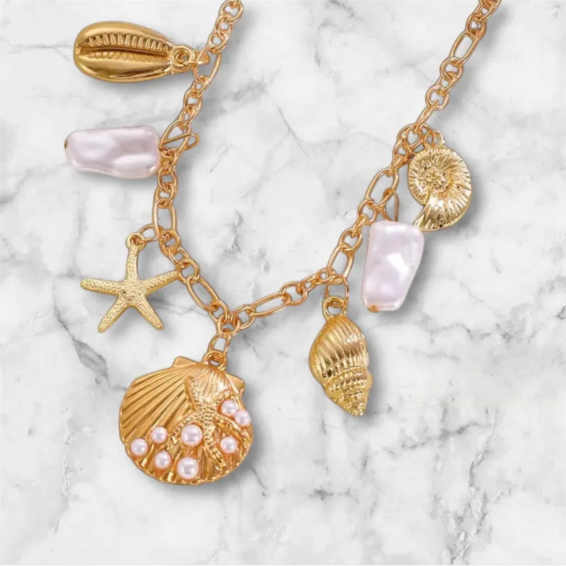 Golden Shell Treasure Necklace